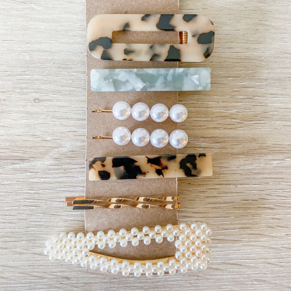 8pcs Beautiful Variety Hair Clips Set (Pearl)